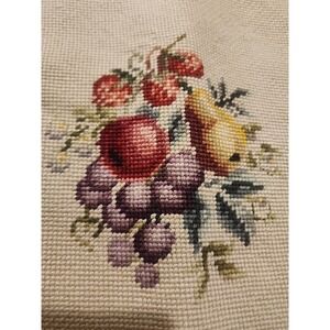 Beautiful Antique Piece Of Needlepoint Used On Stool Or Chair 17.5" X 14"